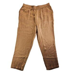 Soft‎ Surroundings Textured Silky Pull-on Pants Dark Gold Size L